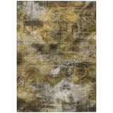 3' X 5' Brown Beige And Gold Abstract Washable Indoor Outdoor Area Rug