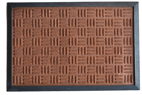 16" X 24" Brown Synthetic Fiber Abstract Outdoor Door Mat