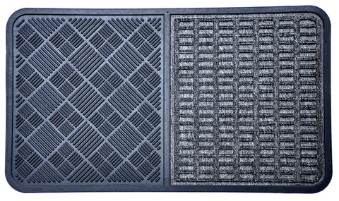 16" X 28" Gray Synthetic Fiber Abstract Outdoor Door Mat