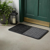 16" X 28" Gray Synthetic Fiber Abstract Outdoor Door Mat