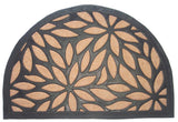 24" X 36" Black And Brown Rubber and Coir Abstract Outdoor Semi Circle Door Mat