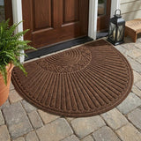 24" X 36" Brown Synthetic Fiber Abstract Outdoor Semi Circle Door Mat