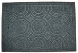 3' X 5' Denim Blue Brick Red And Brown Oriental Washable Indoor Outdoor Area Rug