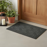 16" X 27" Gray Synthetic Fiber Abstract Outdoor Door Mat