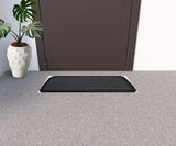 10" X 30" Gray Synthetic Fiber Striped Outdoor Door Mat