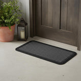 10" X 30" Gray Synthetic Fiber Striped Outdoor Door Mat