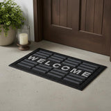 18" X 30" Gray Synthetic Fiber Abstract Outdoor Door Mat