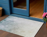3' X 5' Beige Sky Blue And Teal Blue Ombre Washable Indoor Outdoor Area Rug