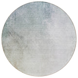8' Beige Sky Blue And Teal Blue Round Ombre Washable Indoor Outdoor Area Rug