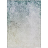 8' X 10' Beige Sky Blue And Teal Blue Ombre Washable Indoor Outdoor Area Rug