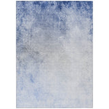 8' X 10' Navy Blue And Denim Blue Ombre Washable Indoor Outdoor Area Rug