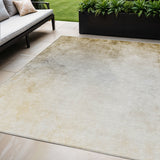 5' X 8' Taupe Beige And Ivory Ombre Washable Indoor Outdoor Area Rug