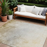 8' X 10' Taupe Beige And Ivory Ombre Washable Indoor Outdoor Area Rug