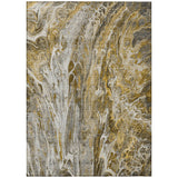 3' X 5' Brown Taupe And Gold Abstract Washable Indoor Outdoor Area Rug
