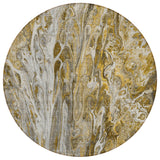 8' Brown Taupe And Gold Round Abstract Washable Indoor Outdoor Area Rug