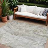 8' X 10' Taupe Beige And Ivory Abstract Washable Indoor Outdoor Area Rug