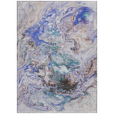 5' X 8' Beige Blue And Taupe Abstract Washable Indoor Outdoor Area Rug