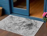 3' X 5' Gray Charcoal And Silver Abstract Washable Indoor Outdoor Area Rug
