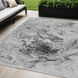 5' X 8' Gray Charcoal And Silver Abstract Washable Indoor Outdoor Area Rug