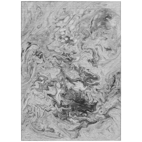 5' X 8' Gray Charcoal And Silver Abstract Washable Indoor Outdoor Area Rug