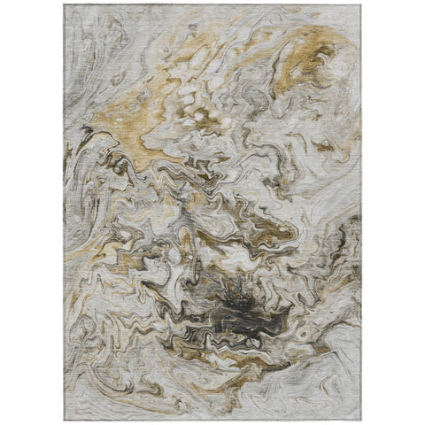 8' X 10' Taupe Beige And Ivory Abstract Washable Indoor Outdoor Area Rug