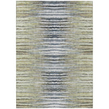 3' X 5' Beige Tan And Taupe Striped Washable Indoor Outdoor Area Rug