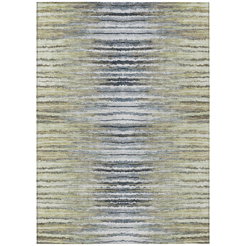 3' X 5' Beige Tan And Taupe Striped Washable Indoor Outdoor Area Rug