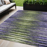 5' X 8' Purple Lilac And Lavender Striped Washable Indoor Outdoor Area Rug