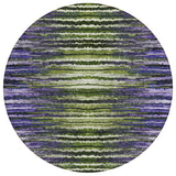 8' Purple Lilac And Lavender Round Striped Washable Indoor Outdoor Area Rug