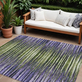 8' X 10' Purple Lilac And Lavender Striped Washable Indoor Outdoor Area Rug