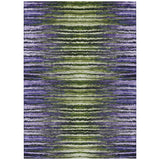 8' X 10' Purple Lilac And Lavender Striped Washable Indoor Outdoor Area Rug
