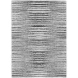 8' X 10' Silver Gray And Charcoal Striped Washable Indoor Outdoor Area Rug