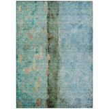 5' X 8' Blue And Gold Abstract Washable Indoor Outdoor Area Rug