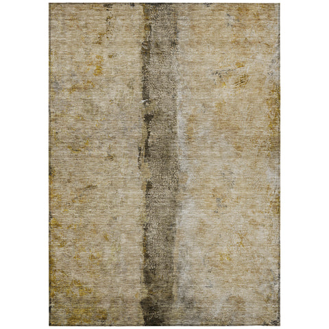 8' X 10' Brown Taupe And Gold Abstract Washable Indoor Outdoor Area Rug