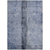 3' X 5' Denim Blue And Navy Blue Abstract Washable Indoor Outdoor Area Rug