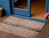 3' X 5' Orange Peach And Brown Abstract Washable Indoor Outdoor Area Rug
