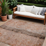 8' X 10' Orange Peach And Brown Abstract Washable Indoor Outdoor Area Rug