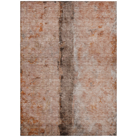 8' X 10' Orange Peach And Brown Abstract Washable Indoor Outdoor Area Rug