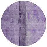 8' Purple And Lavender Round Abstract Washable Indoor Outdoor Area Rug