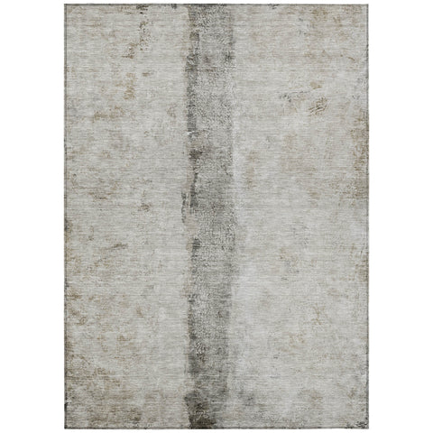 3' X 5' Taupe Beige And Gray Abstract Washable Indoor Outdoor Area Rug