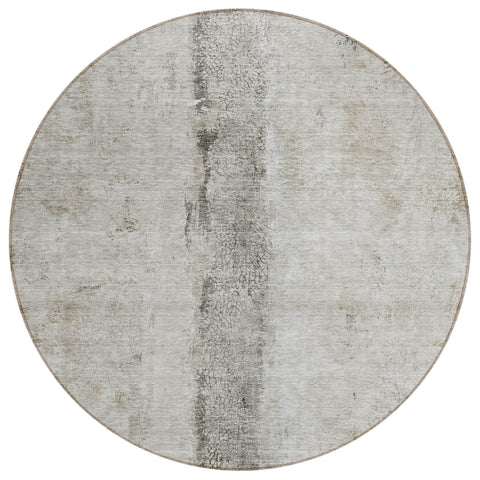 8' Taupe Beige And Gray Round Abstract Washable Indoor Outdoor Area Rug
