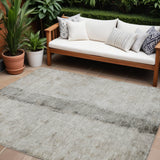 8' X 10' Taupe Beige And Gray Abstract Washable Indoor Outdoor Area Rug