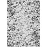 5' X 8' Black White And Gray Abstract Washable Indoor Outdoor Area Rug