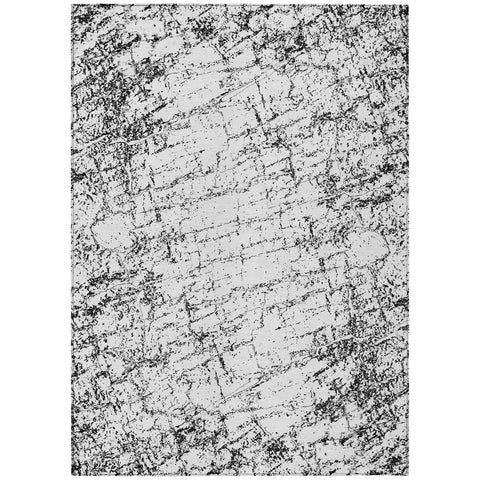 5' X 8' Black White And Gray Abstract Washable Indoor Outdoor Area Rug
