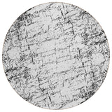8' Black White And Gray Round Abstract Washable Indoor Outdoor Area Rug
