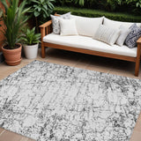 8' X 10' Black White And Gray Abstract Washable Indoor Outdoor Area Rug