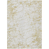 5' X 8' Gold And Ivory Abstract Washable Indoor Outdoor Area Rug