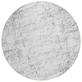 8' Gray And Ivory Round Abstract Washable Indoor Outdoor Area Rug