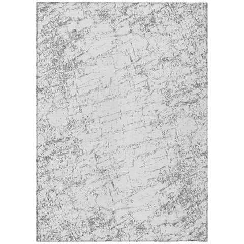 8' X 10' Gray And Ivory Abstract Washable Indoor Outdoor Area Rug
