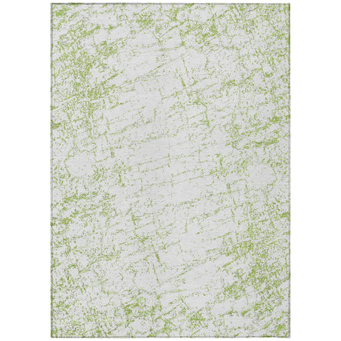 3' X 5' Green And Ivory Abstract Washable Indoor Outdoor Area Rug